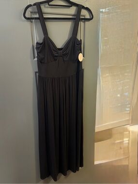 Black Women's Midi Dress with pockets